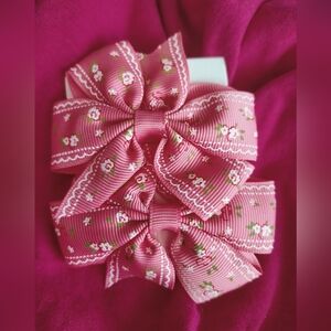Floral Pink Hair Bows for Kids
